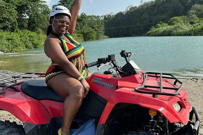 ATV riders on jungle trails above Runaway Bay on an adventure excursion near Ocho Rios Jamaica