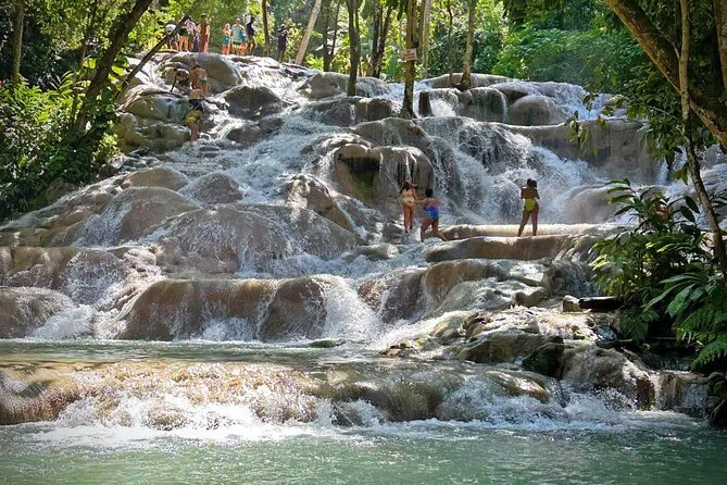 Private tour group at the Blue Hole Jamaica on a shore excursion from Montego Bay to Ocho Rios