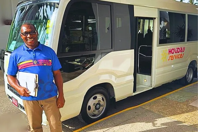 Comfortable climate-controlled shuttle van at Montego Bay airport for the transfer to Ocho Rios Jamaica hotels